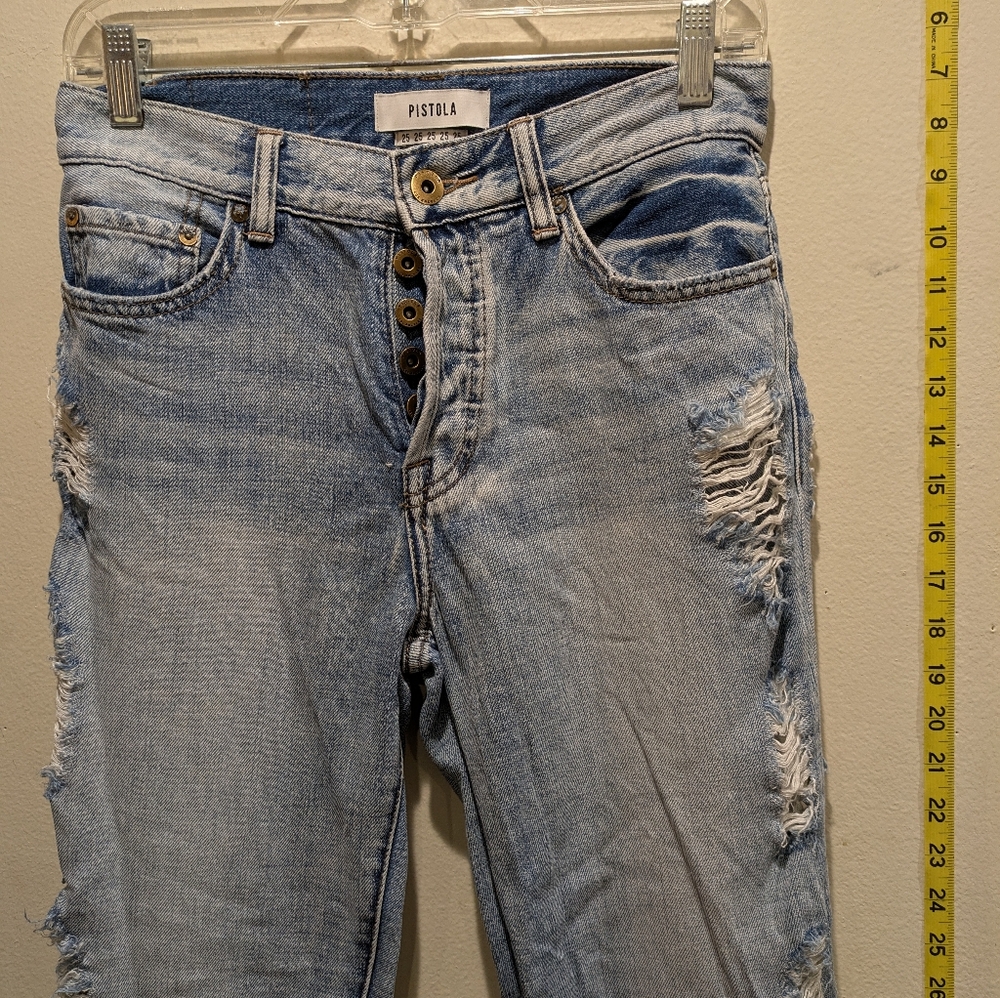 Pistola High Rise Distressed Blue Jeans Size 25 - Picture 3 of 10